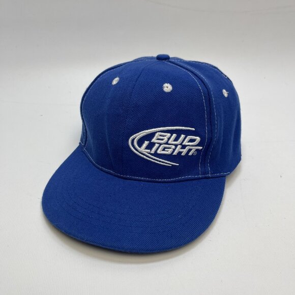 Y2K Bud Light Beer Trucker Baseball Hat Snapback Blue / White Cap Baseball - Picture 1 of 13